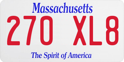 MA license plate 270XL8