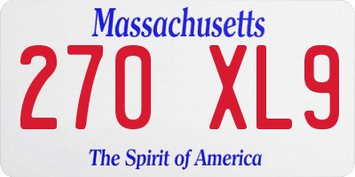 MA license plate 270XL9