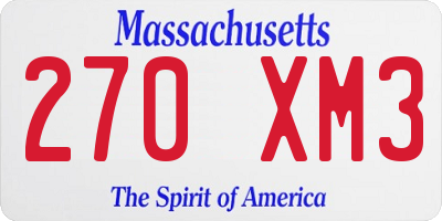 MA license plate 270XM3