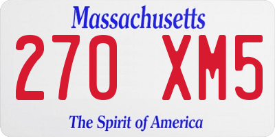 MA license plate 270XM5