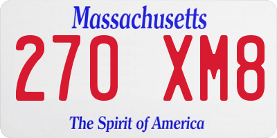 MA license plate 270XM8
