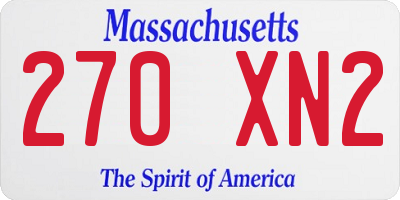 MA license plate 270XN2