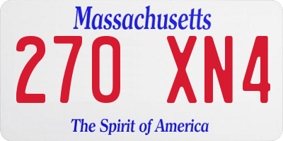 MA license plate 270XN4