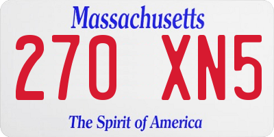 MA license plate 270XN5