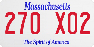 MA license plate 270XO2