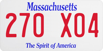 MA license plate 270XO4