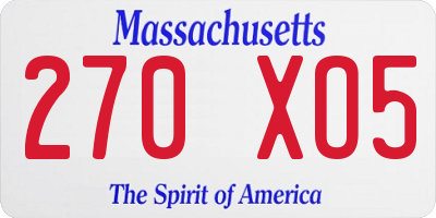 MA license plate 270XO5