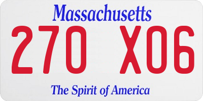 MA license plate 270XO6