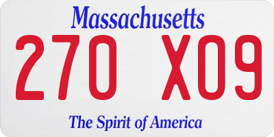 MA license plate 270XO9