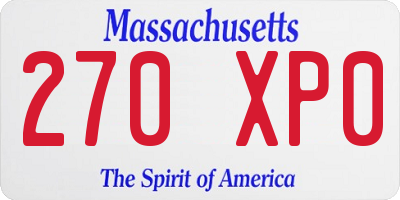 MA license plate 270XP0