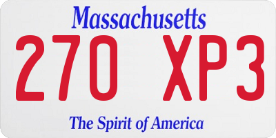 MA license plate 270XP3