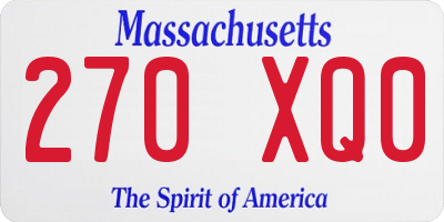 MA license plate 270XQ0