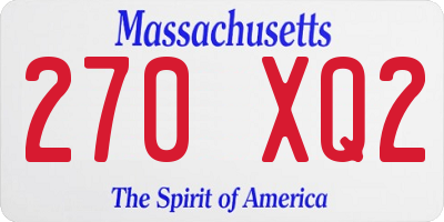 MA license plate 270XQ2