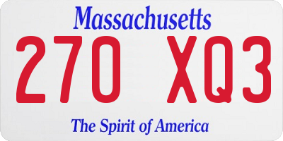 MA license plate 270XQ3