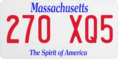 MA license plate 270XQ5