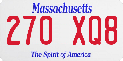 MA license plate 270XQ8