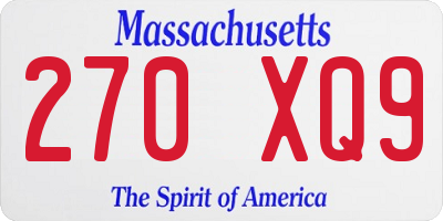 MA license plate 270XQ9