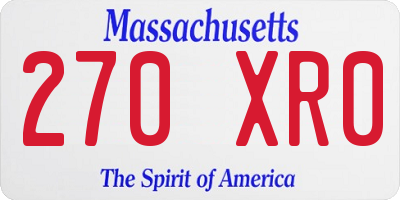 MA license plate 270XR0