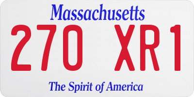MA license plate 270XR1