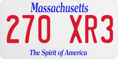 MA license plate 270XR3