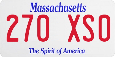 MA license plate 270XS0