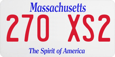 MA license plate 270XS2