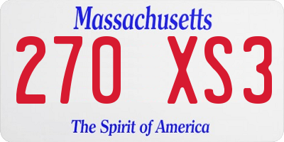 MA license plate 270XS3