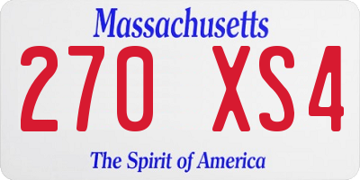 MA license plate 270XS4