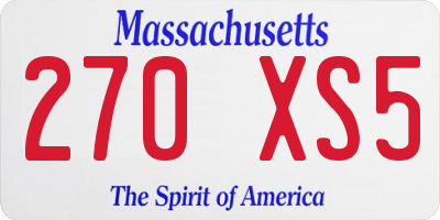 MA license plate 270XS5