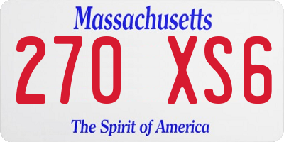 MA license plate 270XS6