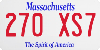MA license plate 270XS7
