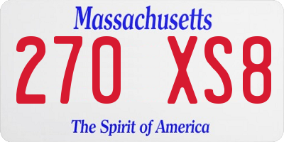 MA license plate 270XS8