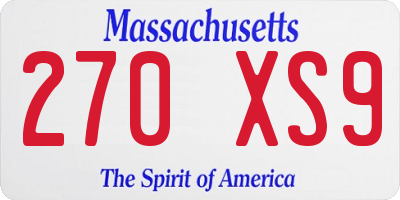 MA license plate 270XS9
