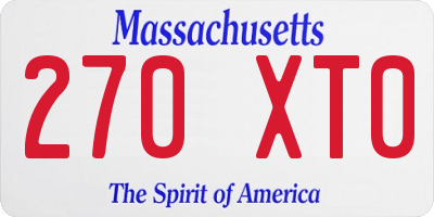 MA license plate 270XT0