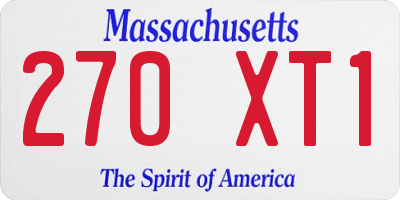 MA license plate 270XT1