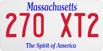 MA license plate 270XT2
