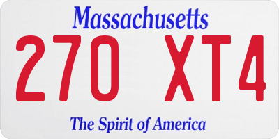 MA license plate 270XT4