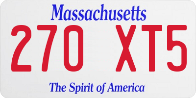 MA license plate 270XT5