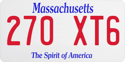 MA license plate 270XT6