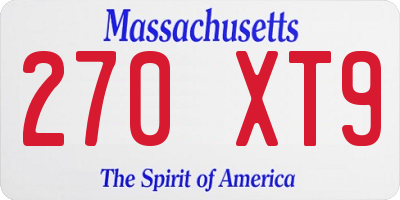 MA license plate 270XT9