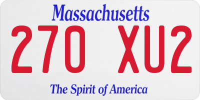 MA license plate 270XU2