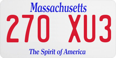 MA license plate 270XU3