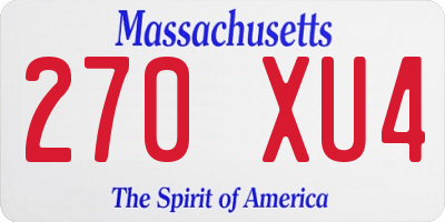 MA license plate 270XU4