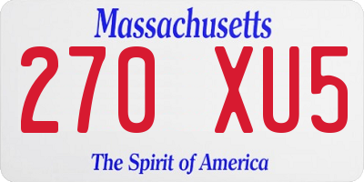 MA license plate 270XU5