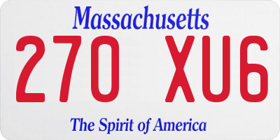 MA license plate 270XU6