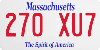 MA license plate 270XU7