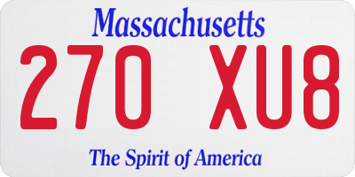 MA license plate 270XU8