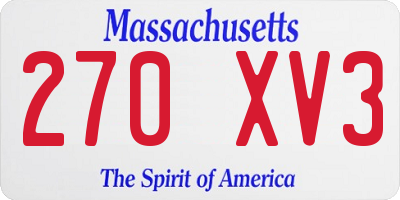 MA license plate 270XV3