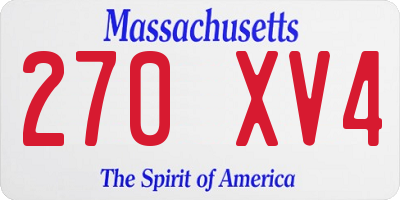 MA license plate 270XV4