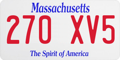 MA license plate 270XV5
